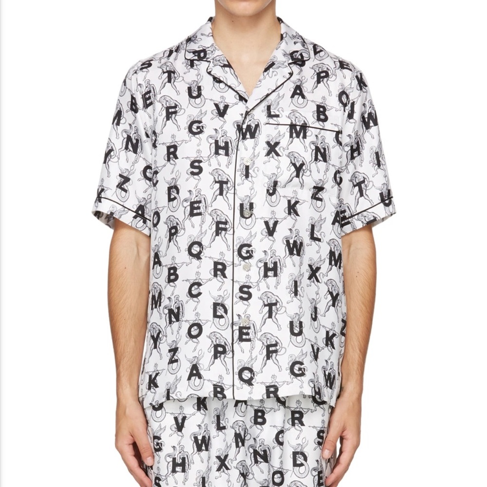 BURBERRY | SSENSE Exclusive Mythical Alphabet Silk Short Sleeve Shirt | Size S